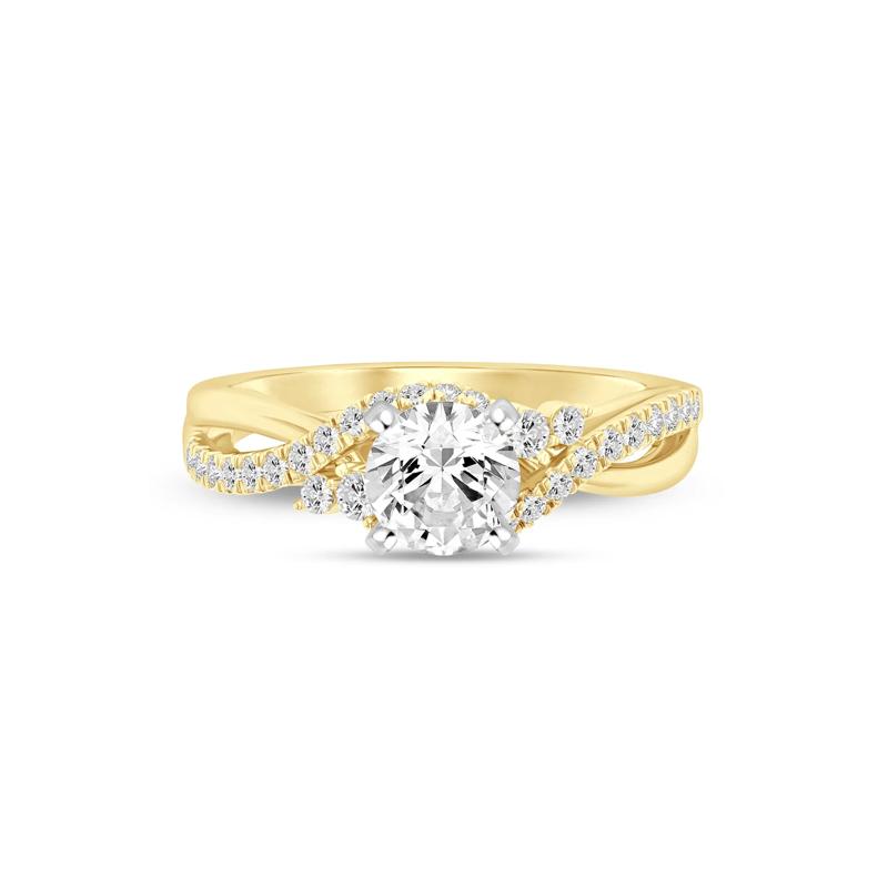 1/3 ct. tw. Round-Cut Diamond Semi-Mount Engagement Ring in 14k Yellow and White Gold &#40;Setting Only&#41; – Image 1 of 6