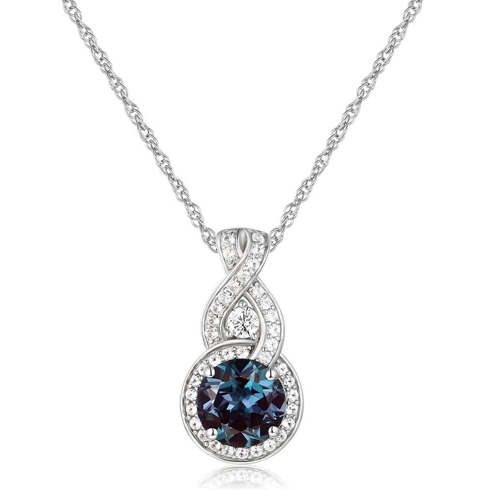 Lab Created Alexandrite &amp; White Sapphire Pendant in Sterling Silver – Image 1 of 3