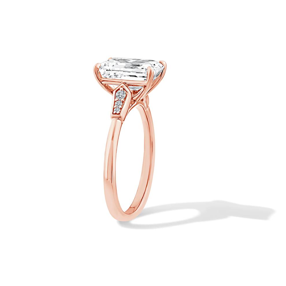 Lab Grown Diamond Emerald-Cut Engagement Ring in 14K Rose Gold (3 ct. tw.) – Image 3 of 4