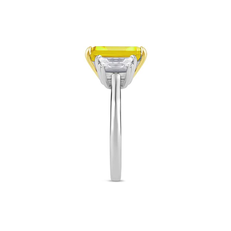 Lab Grown Diamond Yellow Emerald-Cut Center Engagement Ring in Platinum and 18K Yellow Gold &#40;6 1/4 ct. tw.&#41; – Image 3 of 5