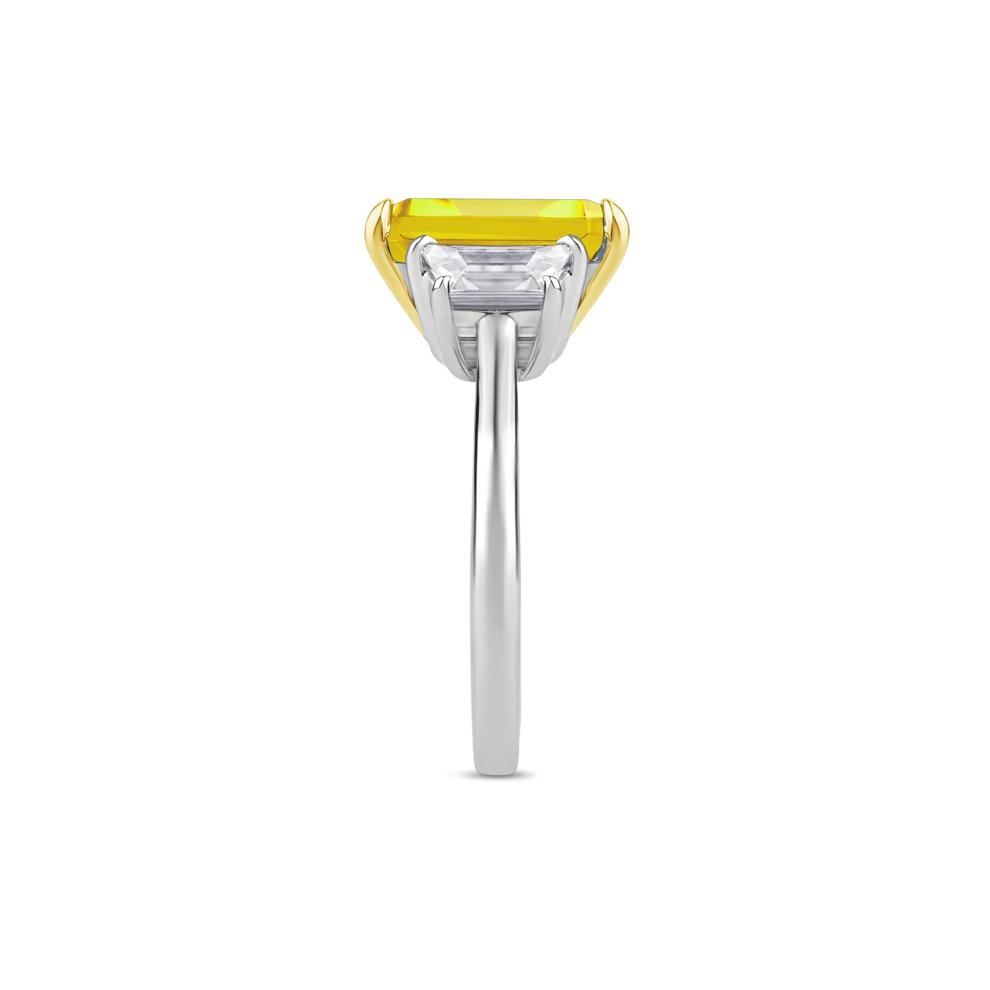 Lab Grown Diamond Yellow Emerald-Cut Center Engagement Ring in Platinum and 18K Yellow Gold (6 1/4 ct. tw.) – Image 3 of 5