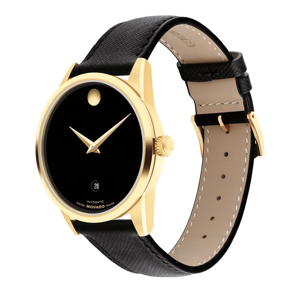 Men&rsquo;s Museum Watch in God-Toned Stainless Steel and Black Leather. – Image 2 of 3