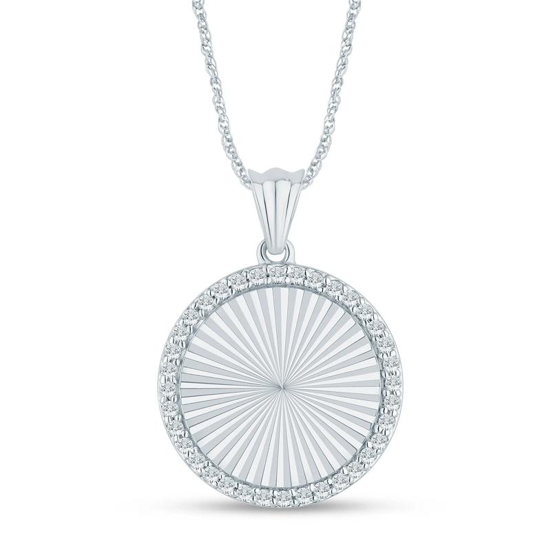 Diamond Accent Medallion Pendant in 10K White Gold &#40;1/7 ct. tw.&#41; – Image 1 of 3