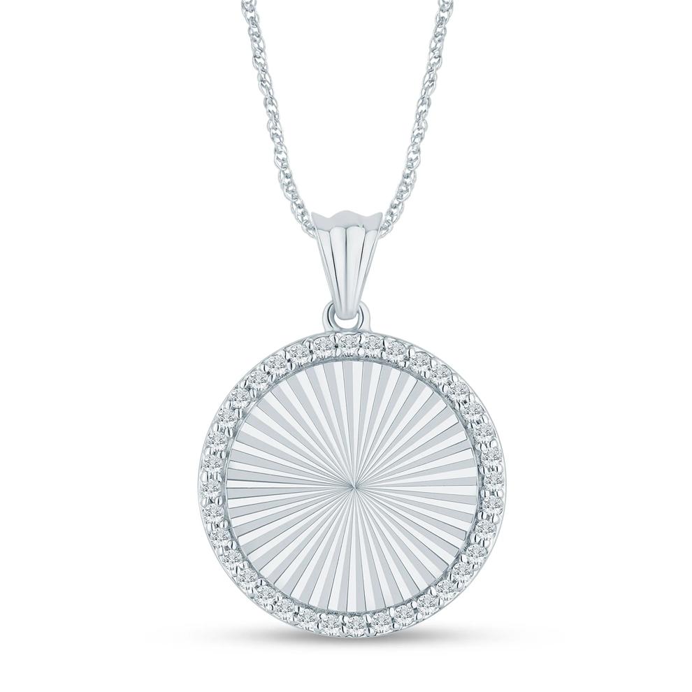 Diamond Accent Medallion Pendant in 10K White Gold (1/7 ct. tw.) – Image 1 of 3