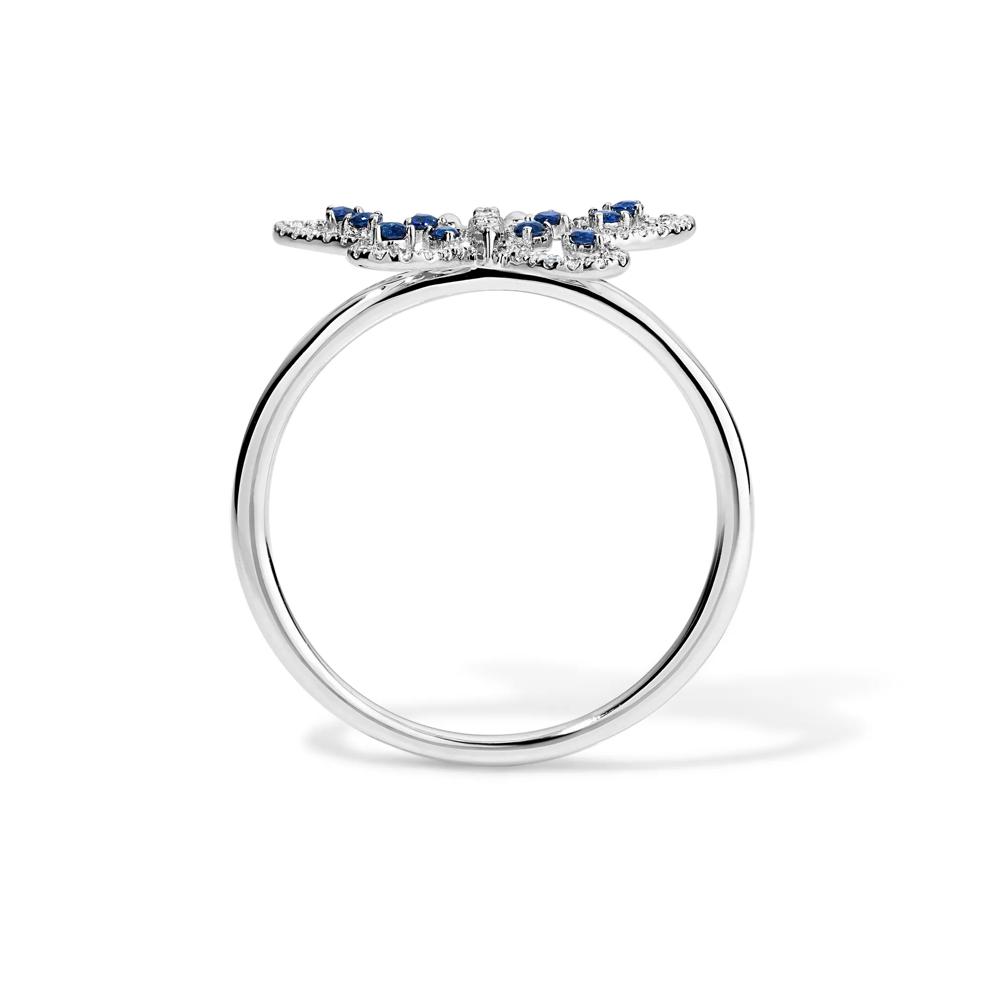 Blue Sapphire &amp; Diamond Butterfly Ring in 14K White Gold (1/10 ct. tw.) – Image 2 of 4