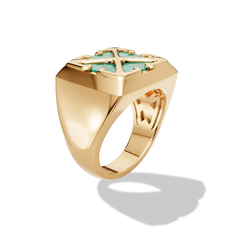 Men's Cushion-Cut Malachite Arrow Design Ring in Vermeil – Image 3 of 4