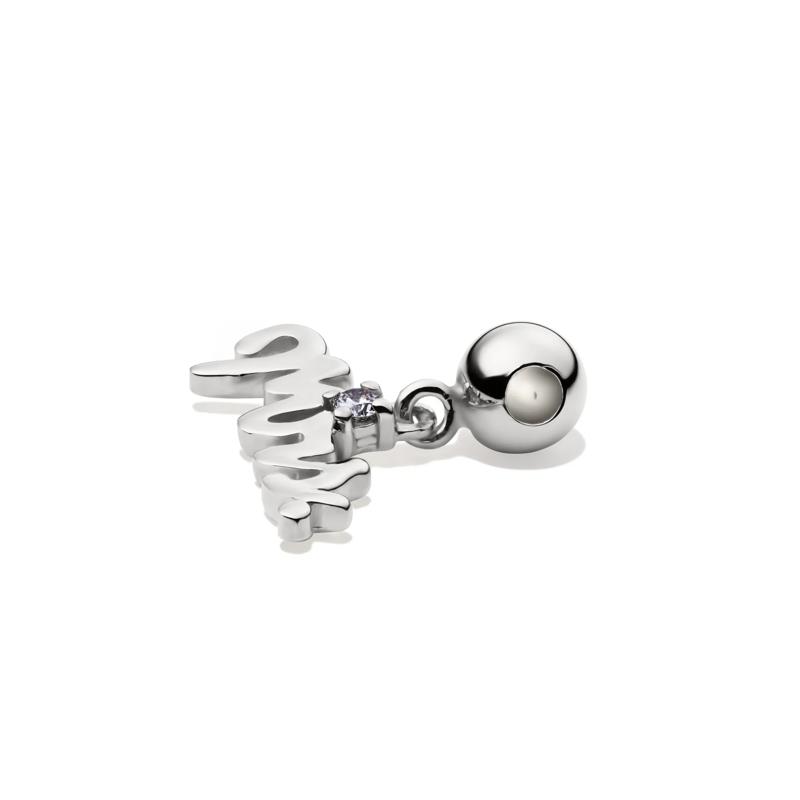 Diamond Accent Mrs Bead Charm in Sterling Silver – Image 2 of 3