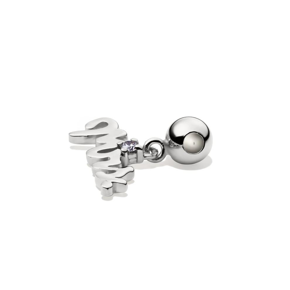 Diamond Accent Mrs Bead Charm in Sterling Silver – Image 2 of 2