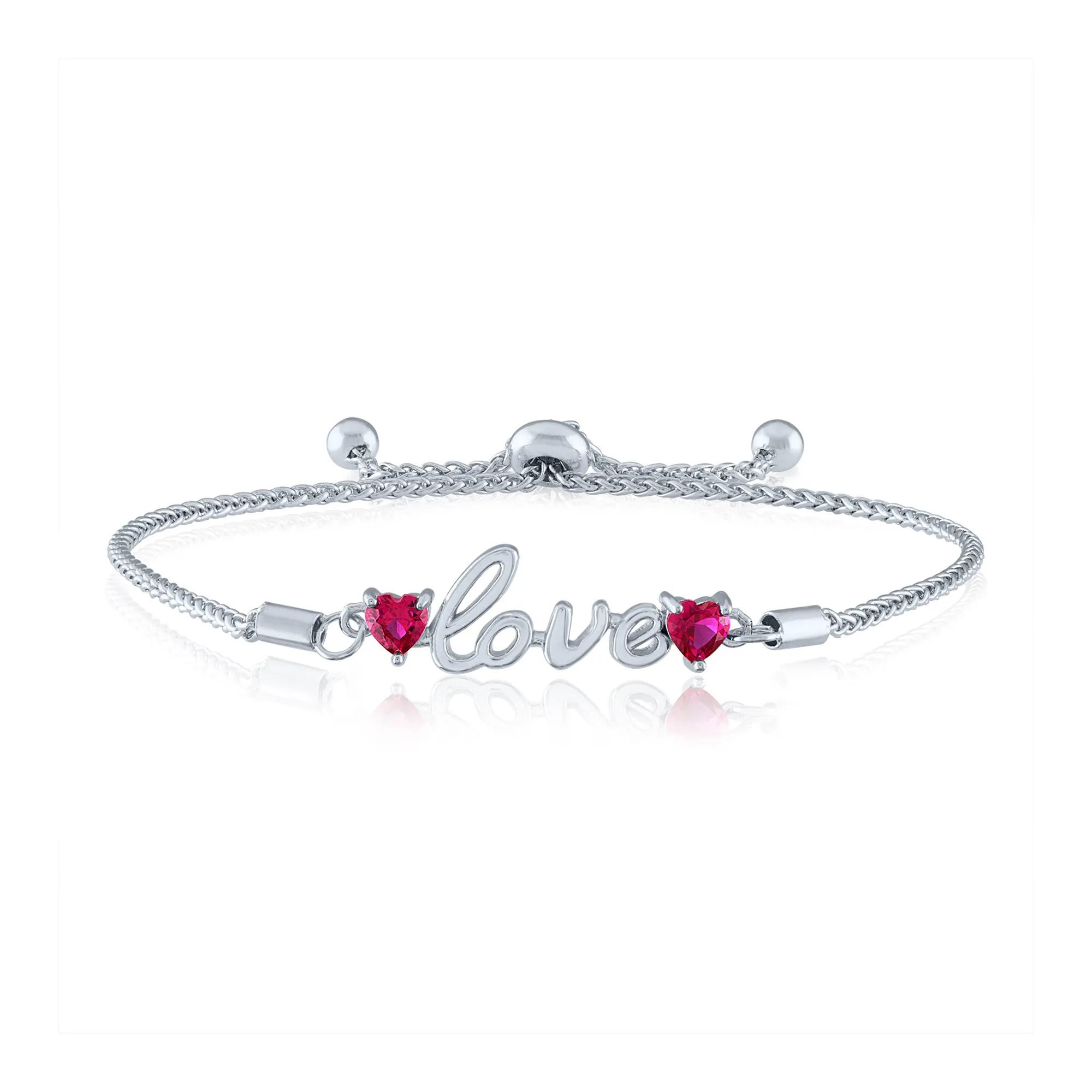 “Love” Bolo Bracelet with Lab-Created White Sapphires