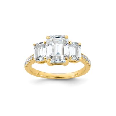Lab-Created Moissanite Emerald-Cut Three-Stone Ring