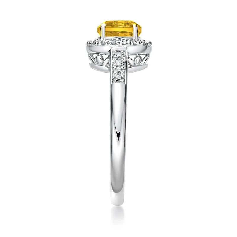 Citrine &amp; 1/8 ct. tw. Diamond Ring in Sterling Silver – Image 3 of 3