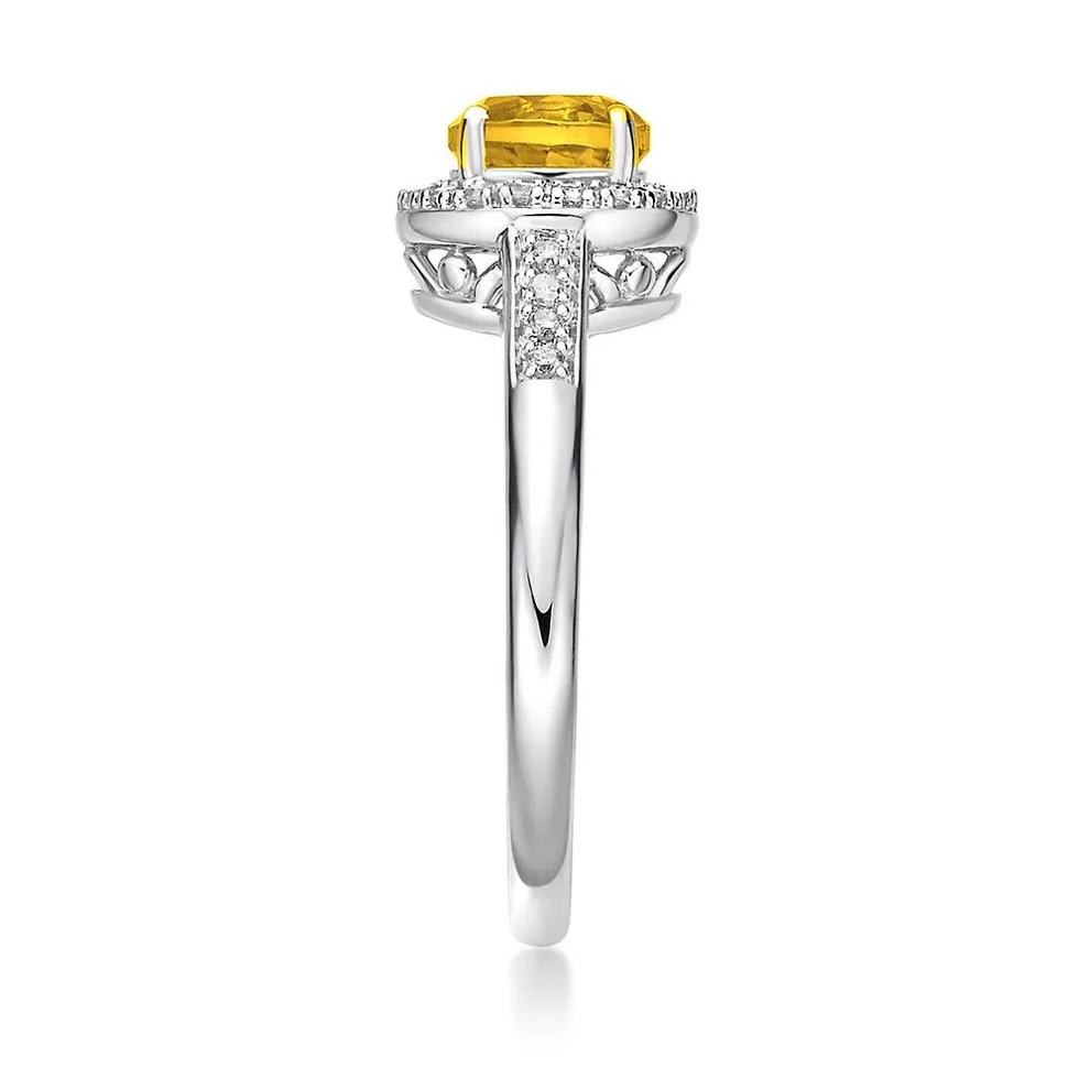 Citrine &amp; 1/8 ct. tw. Diamond Ring in Sterling Silver – Image 3 of 3