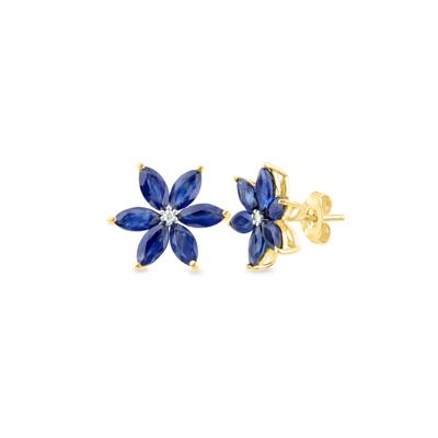 Gemstone and Diamond Accent Stud Earrings in 10K Gold