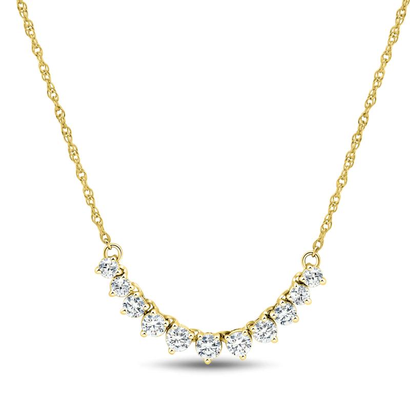 Lab Grown Diamond Graduated Smile Necklace in 14K Yellow Gold &#40;1/2 ct. tw.&#41; – Image 1 of 3