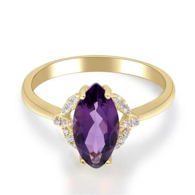 Marquise Amethyst & Diamond Accent Ring in 10K Yellow Gold