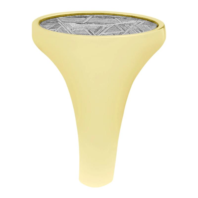 Oval Meteorite Inlay Signet Ring in 14K Yellow Gold – Image 3 of 3