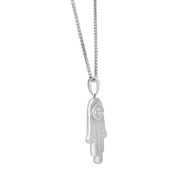 Men&#39;s Diamond Hamsa Pendant in Sterling Silver &#40;1/2 ct. tw.&#41; – Image 3 of 3