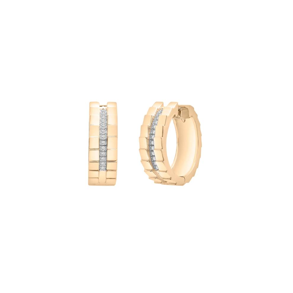 Diamond Vertical-Row Ribbed Hoop Earrings in Vermeil, 17MM (1/10 ct. tw.) – Image 1 of 3