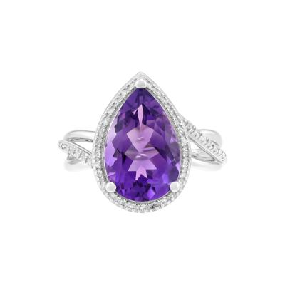 Amethyst and Diamond Ring in Sterling Silver (1/10 ct. tw.)