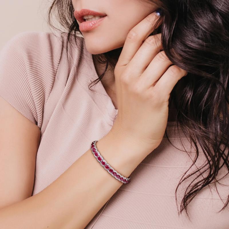 Ruby &amp; Diamond Line Bracelet in 14K White Gold (2 1/4 ct. tw.) – Image 4 of 5