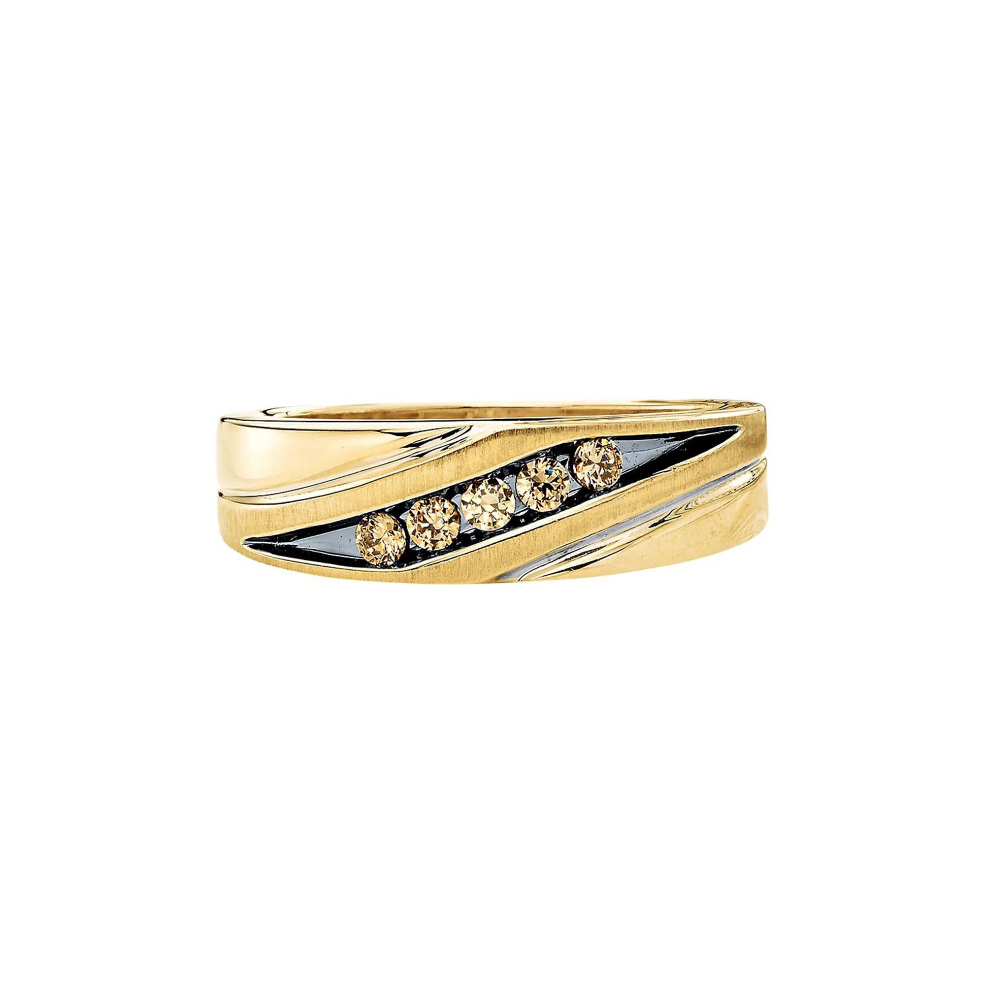 Men's 1/4 ct. tw. Champagne Diamond Band in 10K Yellow Gold | Helzberg
