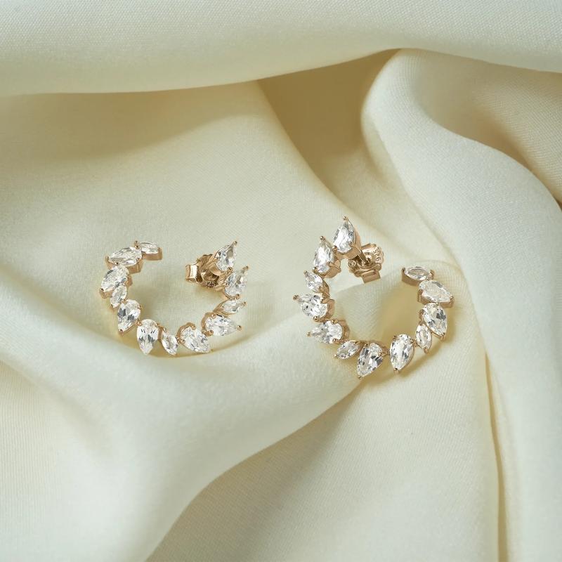 Lab-Created White Sapphire Wrap Hoops in Vermeil – Image 2 of 4