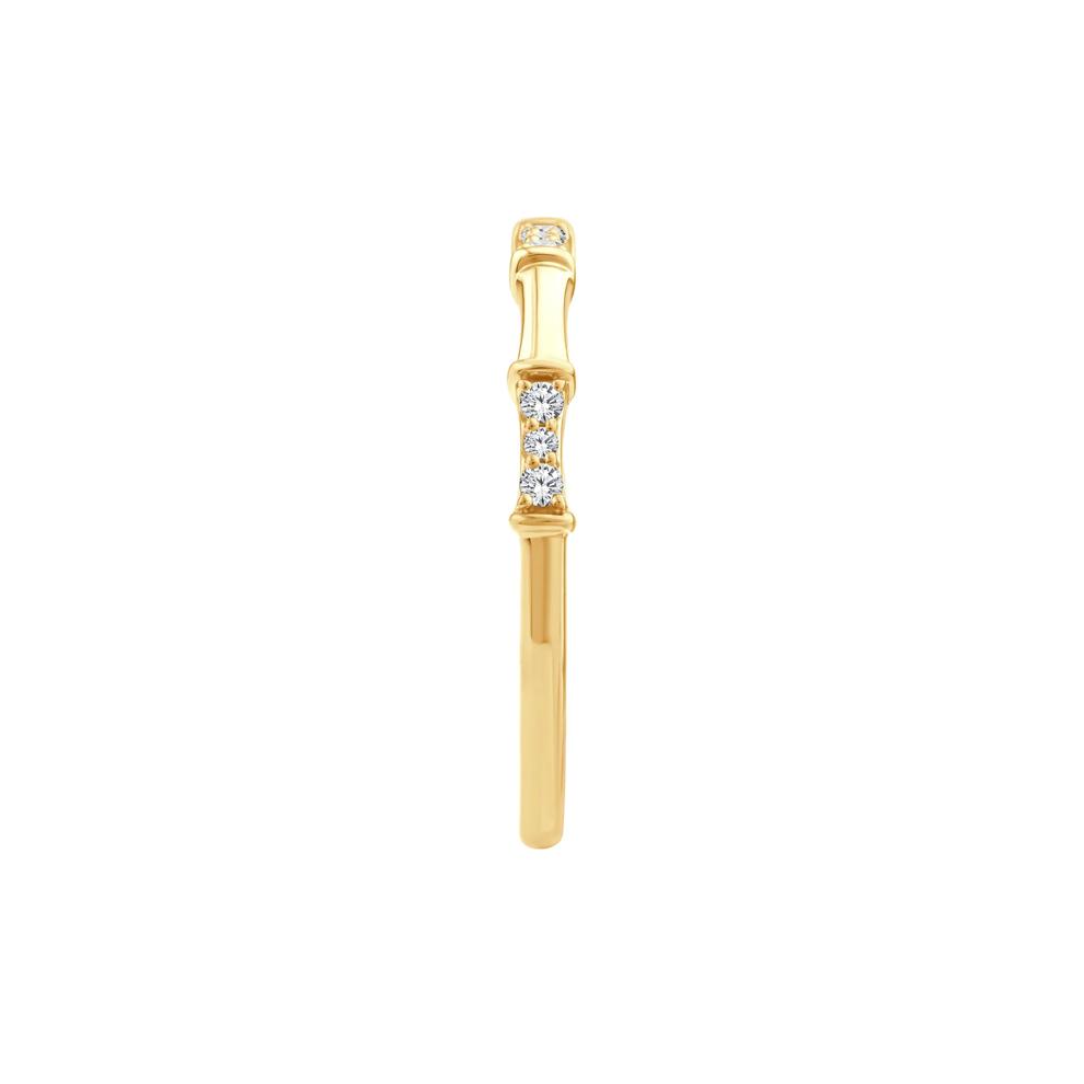 Diamond Bamboo Stack Ring in 10K Yellow Gold (1/10 ct. tw.) – Image 3 of 3