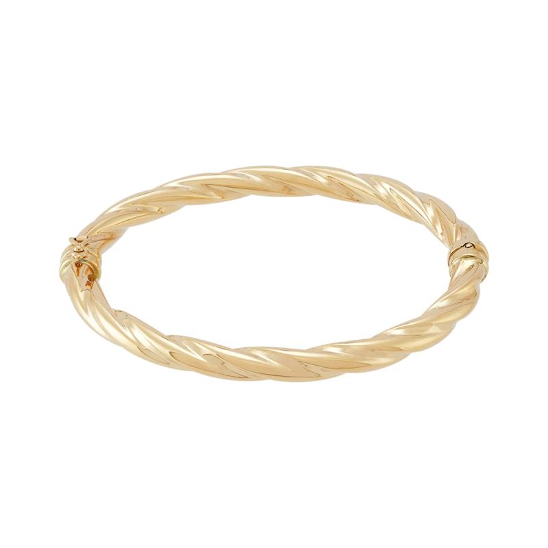 Twisted Hinged Bangle in 14K Yellow Gold, 6MM, 7&quot; – Image 1 of 2