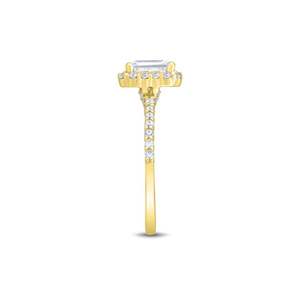 Lab Grown Diamond Emerald-Cut Halo Engagement Ring in 14K Yellow Gold (1 3/4 ct. tw.) – Image 2 of 3