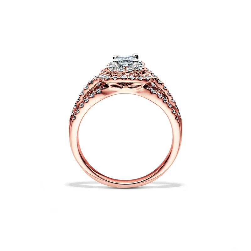 Diamond Double Halo Engagement Ring in 14K Rose Gold &#40;1 ct. tw.&#41; – Image 2 of 4