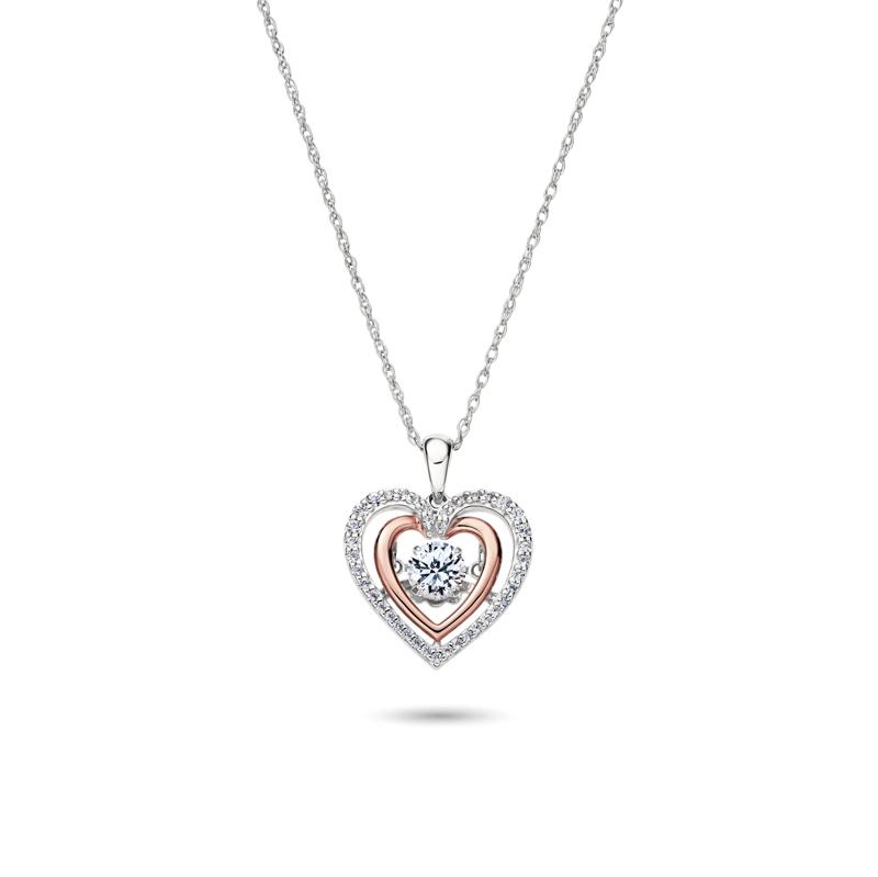 Lab Created White Sapphire Heart Pendant in Sterling Silver – Image 1 of 2