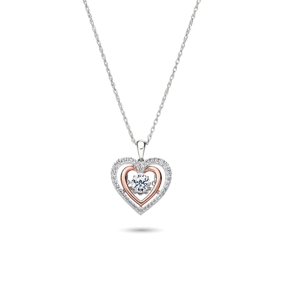 Lab Created White Sapphire Heart Pendant in Sterling Silver – Image 1 of 4