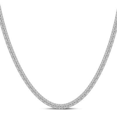 Double Row Diamond Tennis Necklace in Sterling Silver (1 ct. tw.)
