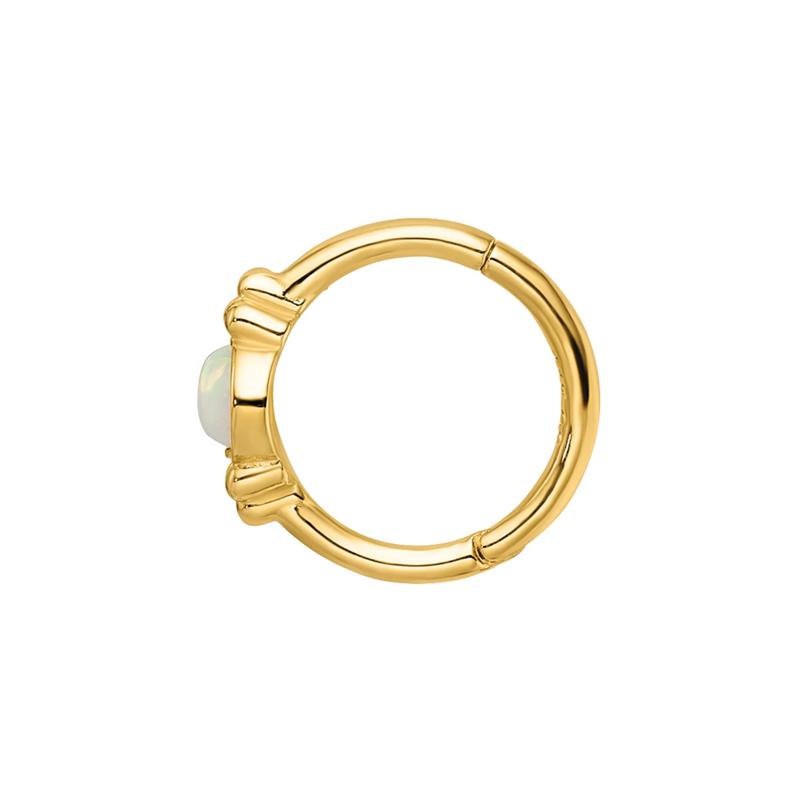 Lab-Created Opal Cartilage Ring in 14K Yellow Gold, 18 Gauge – Image 2 of 3