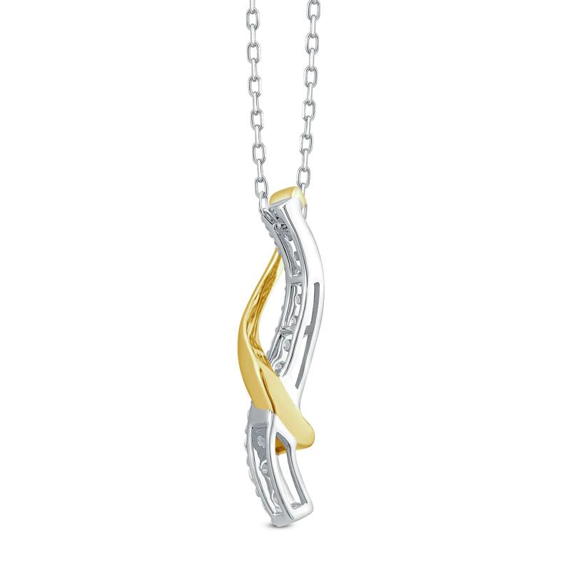 Diamond Twist Pendant in 10K White and Yellow Gold &#40;1/4 ct. tw.&#41; – Image 3 of 4
