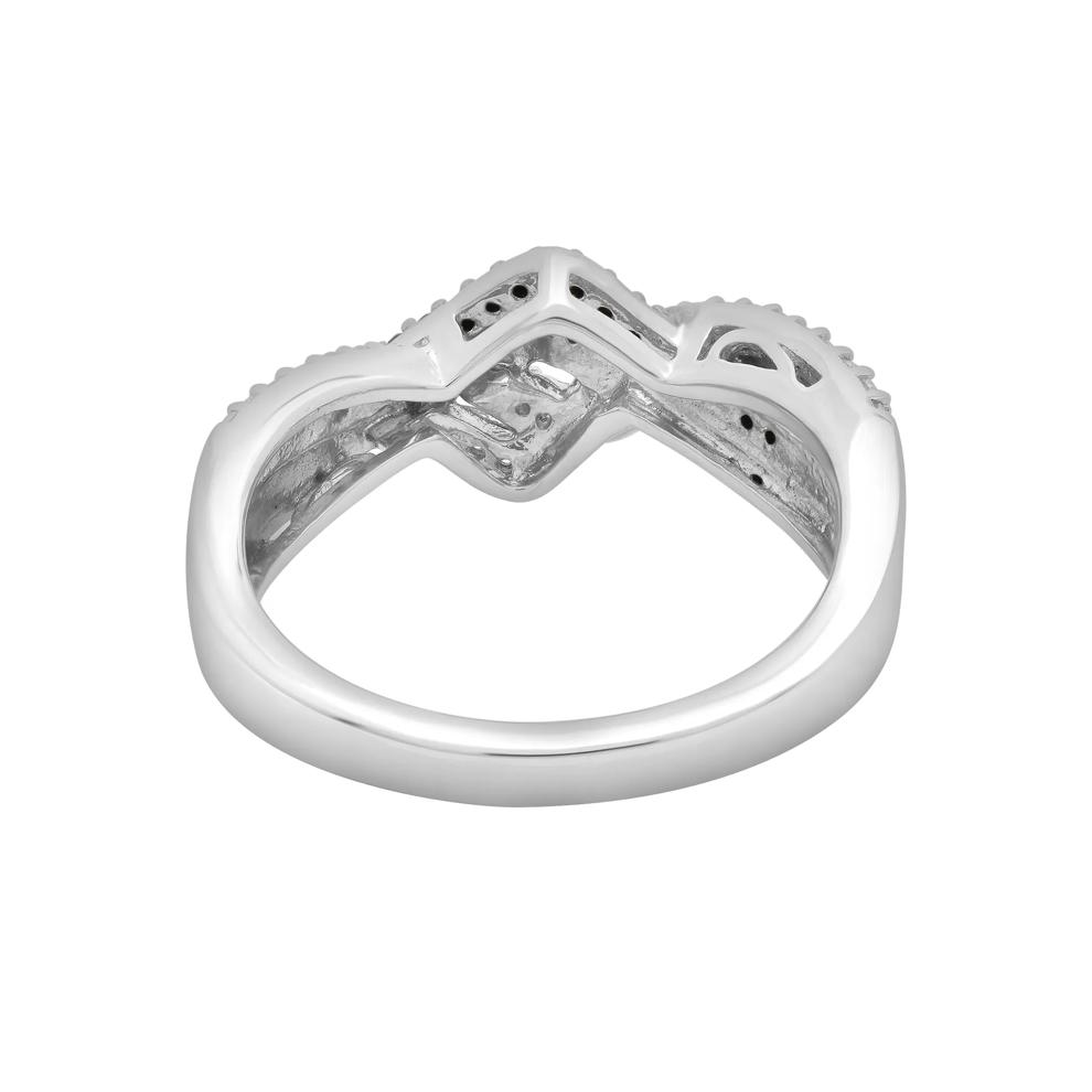 Black &amp; White Diamond Double V Twist Ring in Sterling Silver (1/4 ct. tw.) – Image 5 of 5