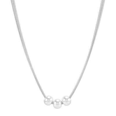 Three-Bead Snake Chain Necklace in Sterling Silver