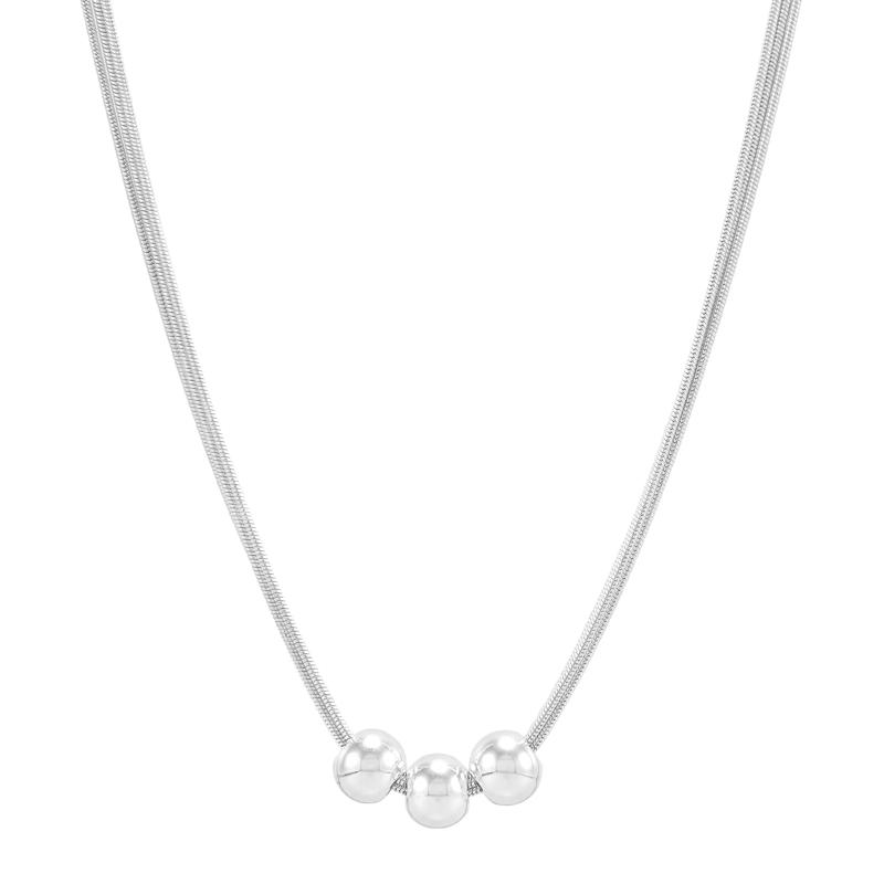 Three-Bead Snake Chain Necklace in Sterling Silver – Image 1 of 3