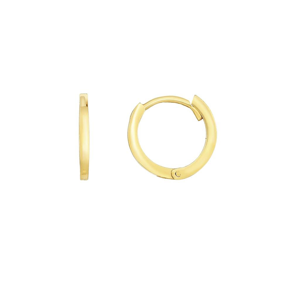 Huggie Hoop Earrings with Rounded Edges in 14K Yellow Gold  – Image 1 of 2