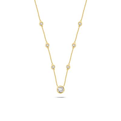 Lab Grown Diamond Round Center Station Necklace in 10K Yellow Gold (1 5/8 ct. tw.)