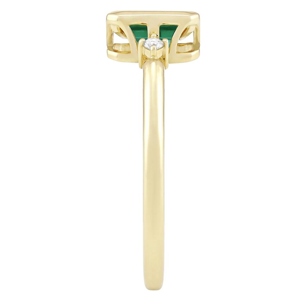 Emerald-Cut Lab-Created and Diamond Accent Ring in 10K Yellow Gold – Image 3 of 3