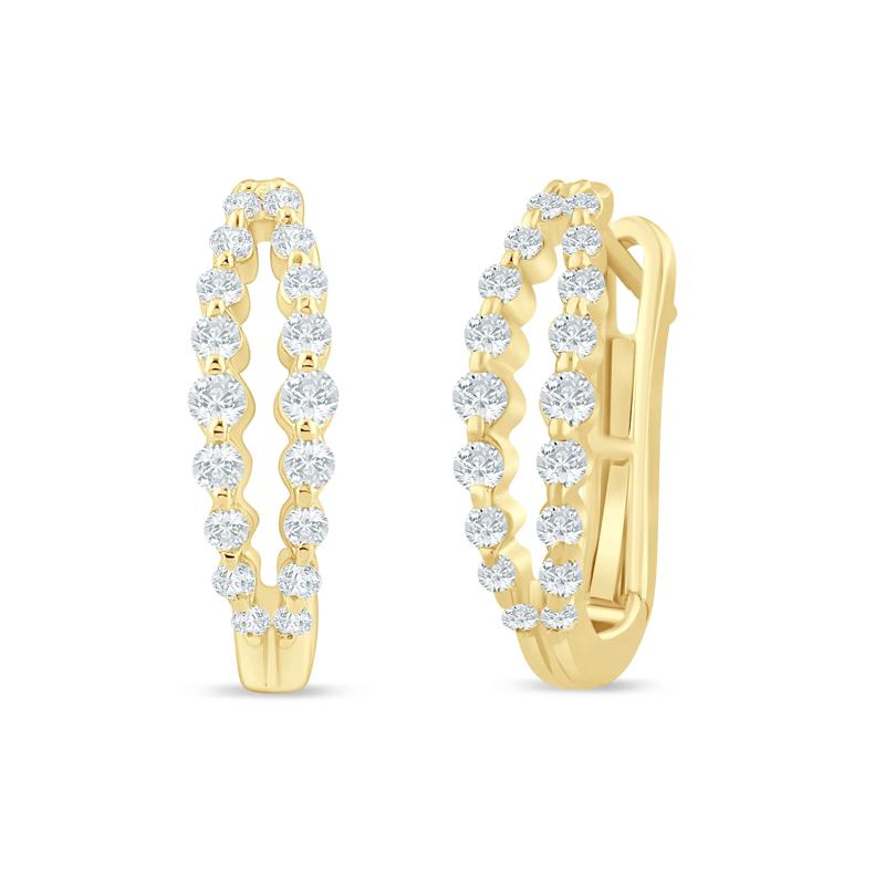 Lab Grown Diamond Double Row Hoop Earrings in 10K Yellow Gold &#40;1/2 ct. tw.&#41; – Image 1 of 1