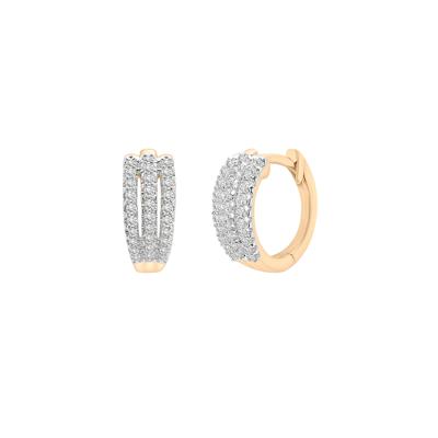 Diamond Three-Row Hoop Earrings in 10K Yellow Gold (1/4 ct. tw.)