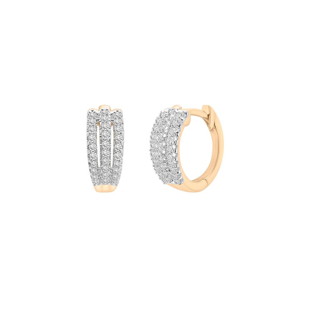 Diamond Three-Row Hoop Earrings in 10K Yellow Gold (1/4 ct. tw.) – Image 1 of 1