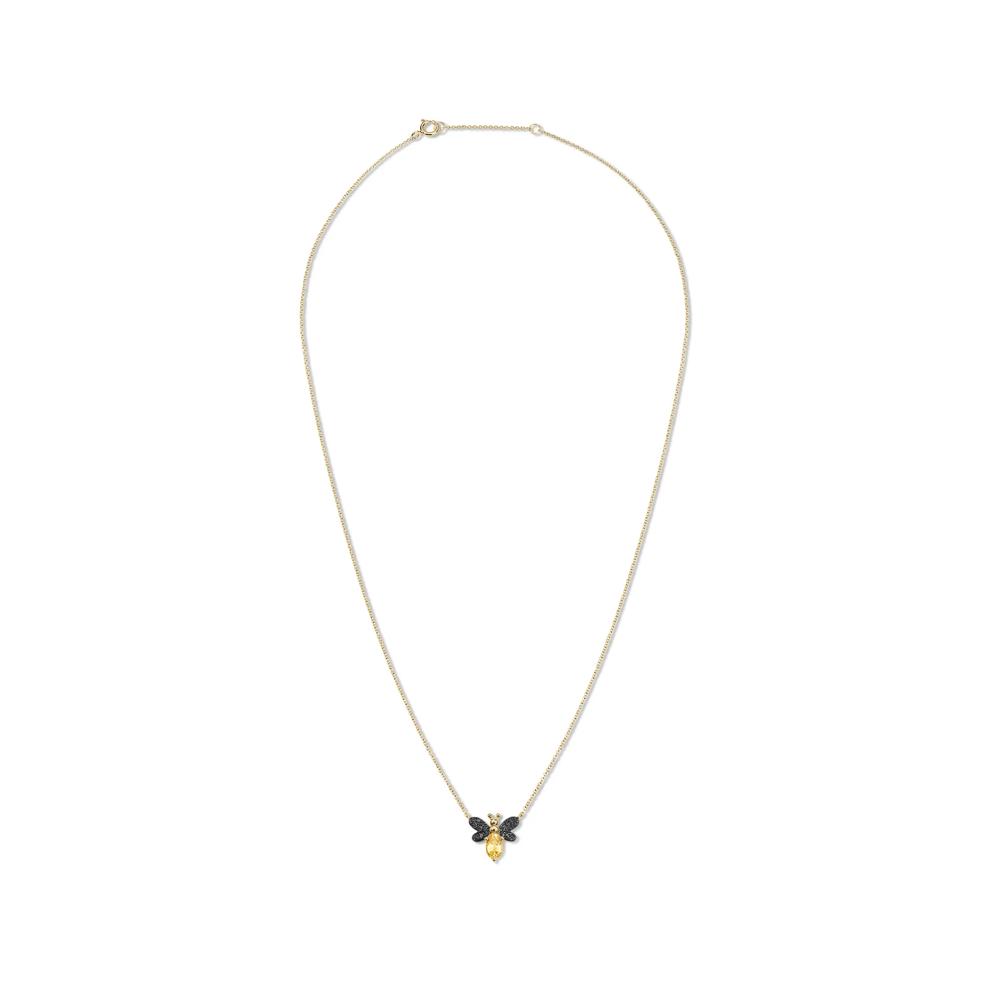 Citrine &amp; Black Diamond Bumblebee Pendant in 10K Yellow Gold (1/8 ct. tw.) – Image 3 of 4