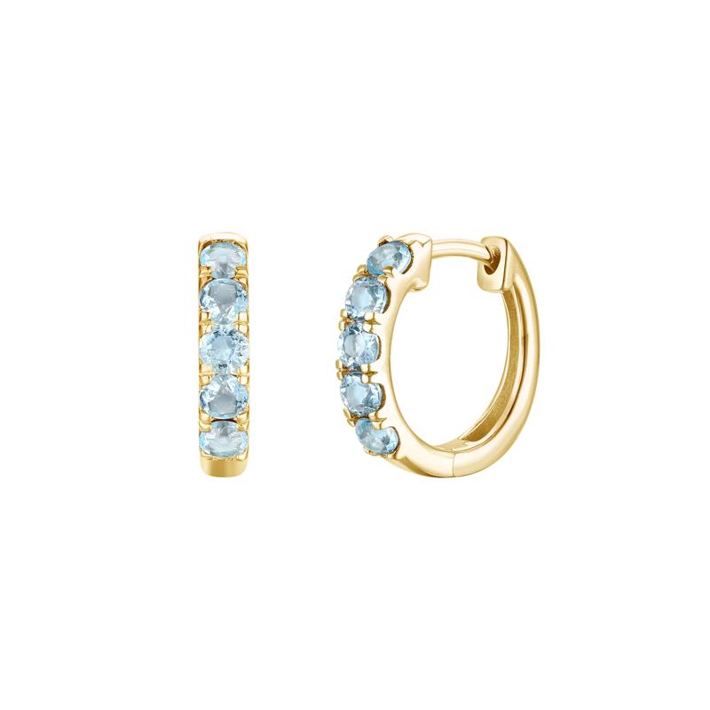 Aquamarine Hoop Earrings in 10K Yellow Gold – Image 1 of 1