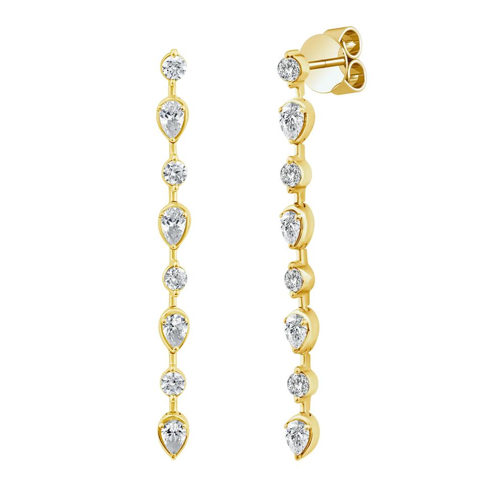 Lab Grown Diamond Stick Drop Earrings in 10K Yellow Gold (1 ct. tw.) – Image 1 of 2