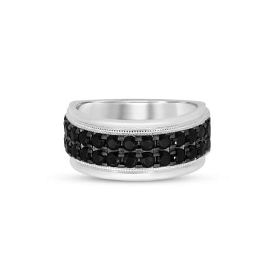 Men's Black Diamond Two-Row Ring in Sterling Silver