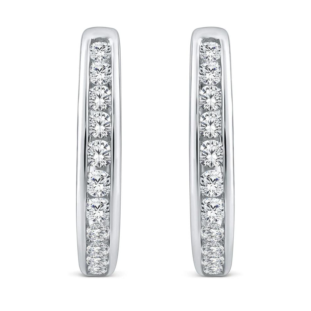 Diamond Channel-Set Hoop Earrings in 10K White Gold (1/2 ct. tw.) – Image 2 of 2