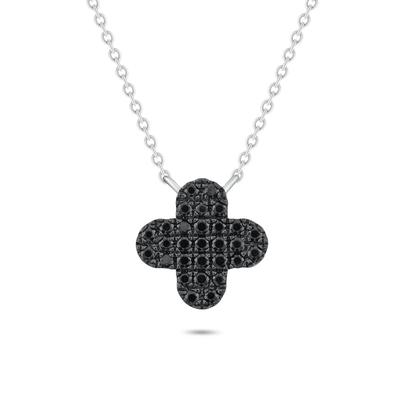 Black Diamond Clover Pendant in Sterling Silver (1/4 ct. tw.)